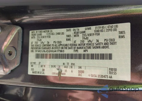 2017 Ford Escape Titanium z USA, uszkodzony, nr VIN 1FMCU9JD2HUA17583